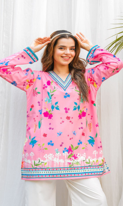 Sui Dhagha - 2PC (Unstitched) Printed Shamoz Silk  Suit - SD011