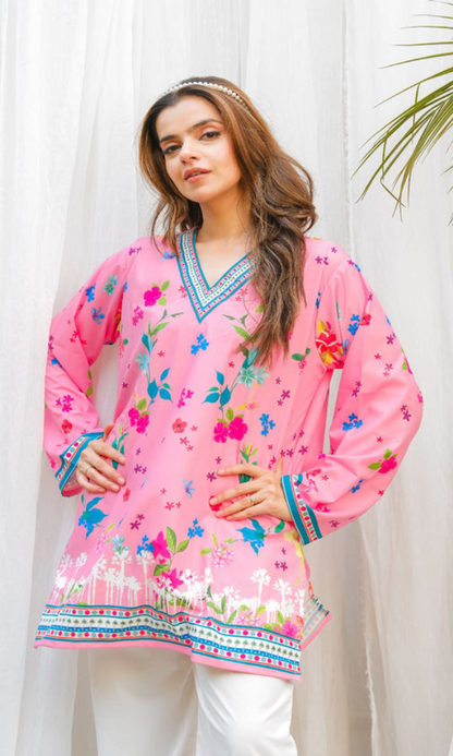 Sui Dhagha - 2PC (Unstitched) Printed Shamoz Silk  Suit - SD011