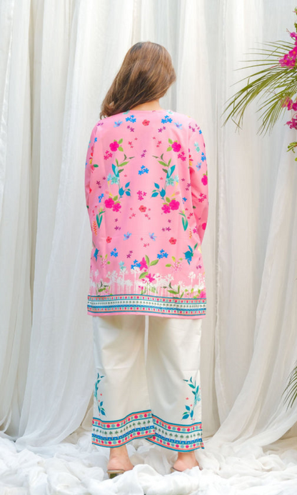 Sui Dhagha - 2PC (Unstitched) Printed Shamoz Silk  Suit - SD011