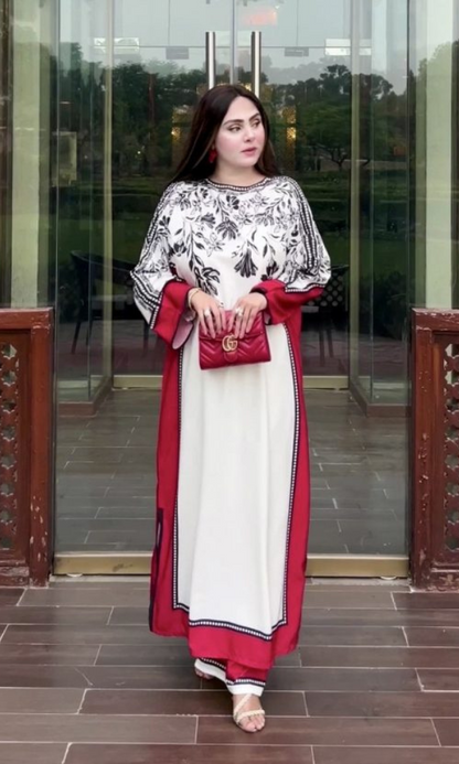 Lulusar - 3PC (Unstitched) Printed Shamoz Silk Suit - LS035