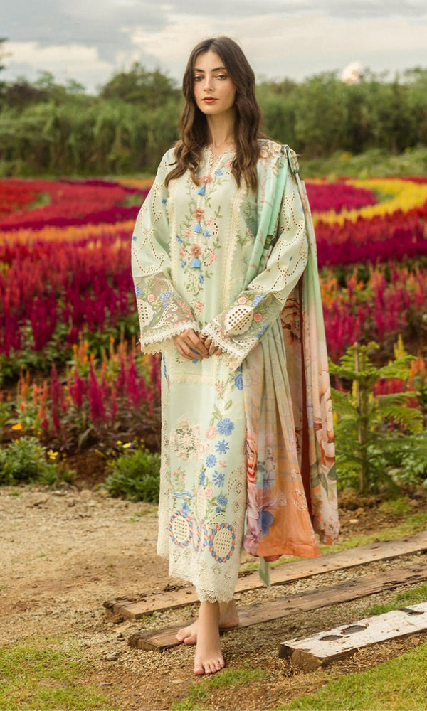 Mushq - 3PC (Unstitched) Chicken Kari Heavy Embroidered Lawn Suit - GKA2454