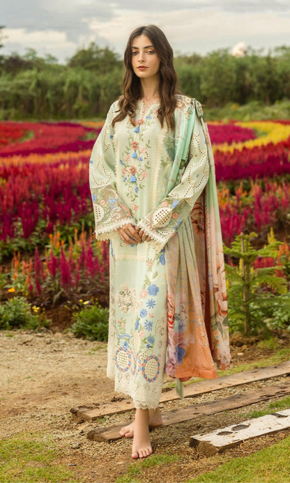 Mushq - 3PC (Unstitched) Chicken Kari Heavy Embroidered Lawn Suit - GKA2454