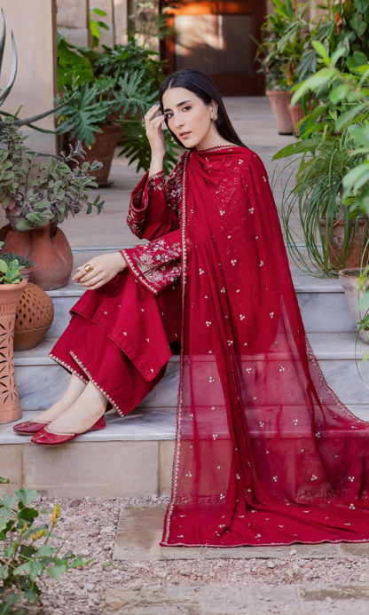 Batik - 3PC (Unstitched) Embroidered Chickenkari Lawn Suit - B
