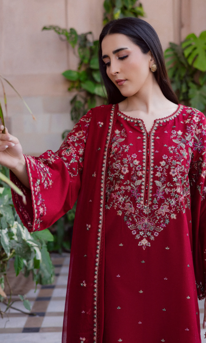 Batik - 3PC (Unstitched) Embroidered Chickenkari Lawn Suit - B