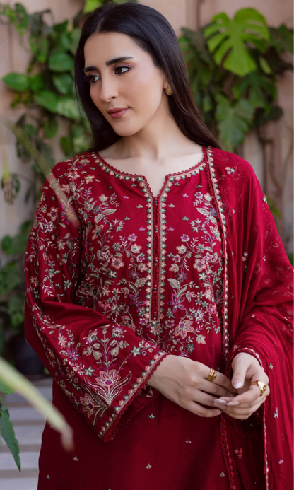 Batik - 3PC (Unstitched) Embroidered Chickenkari Lawn Suit - B