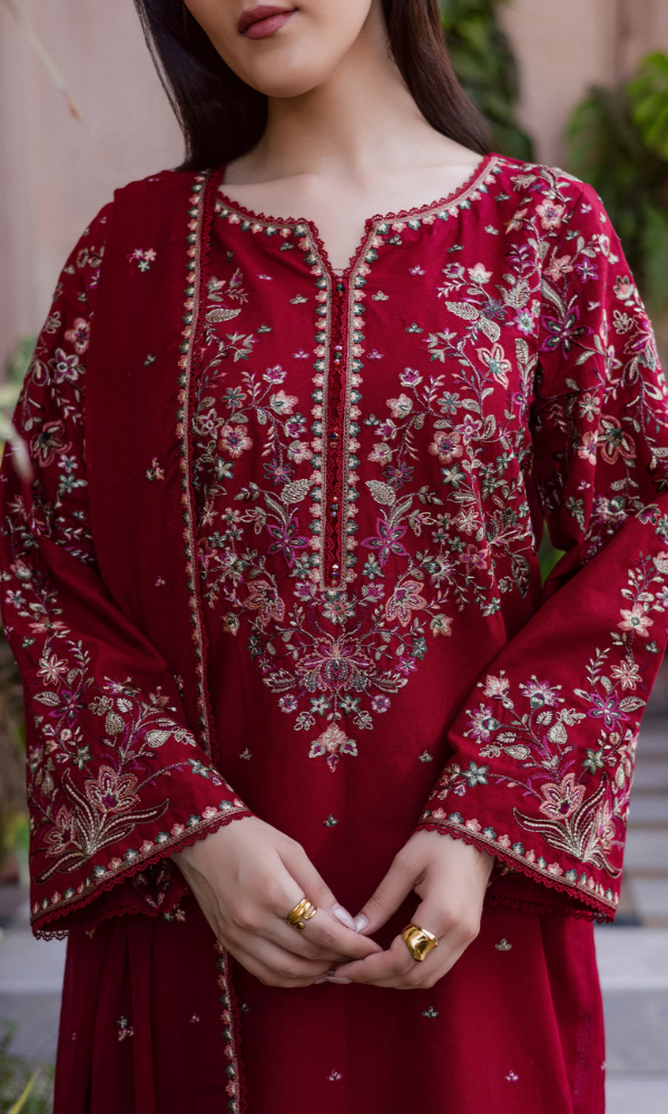 Batik - 3PC (Unstitched) Embroidered Chickenkari Lawn Suit - B