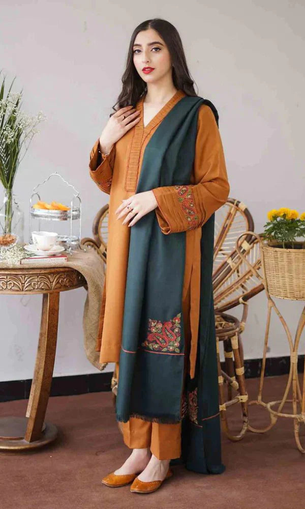 Aisling - 3PC Dhanak Embroidered Shirt With Embroidered Dupatta - GSF049