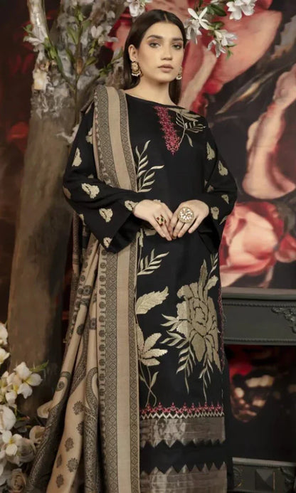 Marjan - 3PC (Unstitched) Dhanak Heavy Embroidered Suit  - GMB7513