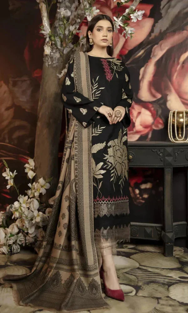 Marjan - 3PC (Unstitched) Dhanak Heavy Embroidered Suit  - GMB7513
